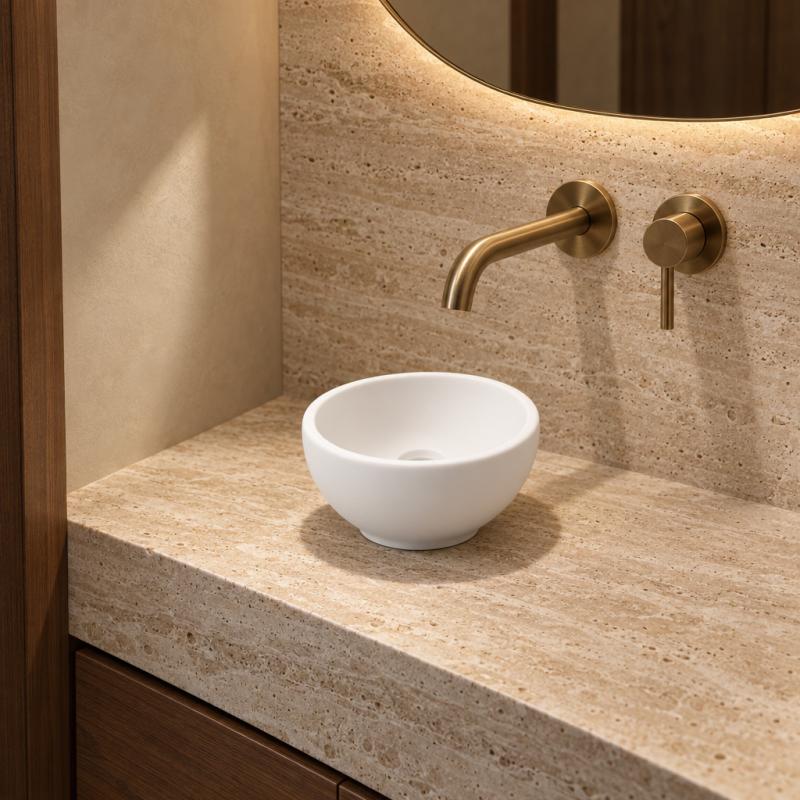 Solid S extra kleine waskom fontein Solid Surface rond 20 x 20 x 11 cm mat wit 1208852722